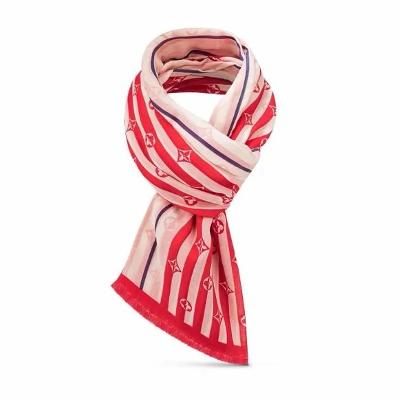 Louis Vuitton LV Escale Striped Red Blue Pareo Shawl M76193 SS20 Limited Edition